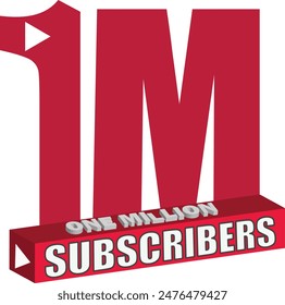 1 Million subscribers illustration vector.  3d Vector or illustration social media one million subscribers
