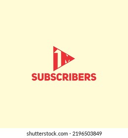 1 million subscribers vector logo design, suitable use for icon, symbol, or element design for content creator