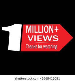 1 Millón de vistas etiqueta signo de Vector