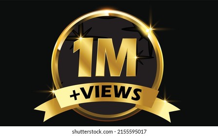 1 million Views vector post 1 million celebration. 1 million views. thank you congratulation.