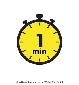 Ilustración de diseño de número de Vector de icono de reloj de 1 min