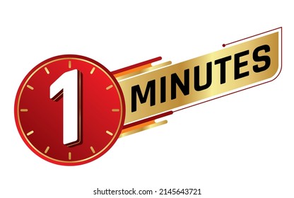 1 Minute Isolated On White Background. Time Concept. Vector Illustration.