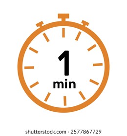 1 minute Timer, clock, icon vector stopwatch isolated icons. Countdown timer symbol.