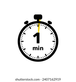 1 Minutes Analog Clock Icon white background design.