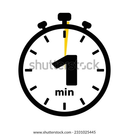 1 Minutes Analog Clock Icon white background .