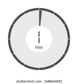 The 1 minutes stopwatch icon, digital timer. Vector illustration.