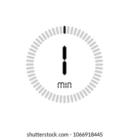 The 1 minutes, stopwatch vector icon, digital timer. clock and watch, timer, countdown symbol.