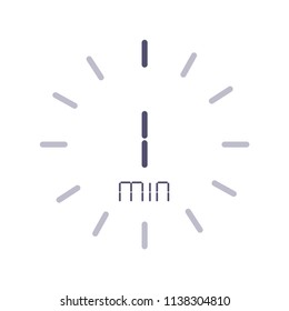 The 1 minutes, stopwatch vector icon, digital timer. clock and watch, timer, countdown symbol.