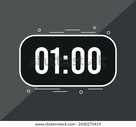 1 minutes. Vector clock counting time. Timer to set minutes