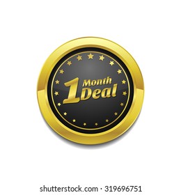1 Month Deal Golden Vector Icon Button