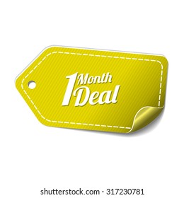 1 Month Deal Yellow Vector Icon Design