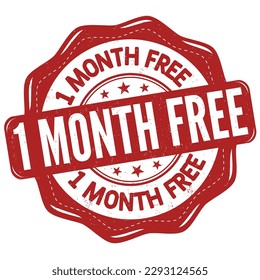 1 month free grunge rubber stamp on white background, vector illustration