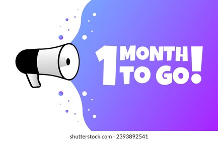 1 month to go sign. Flat, purple, megaphone text, 1 month to go icon. Vector icon