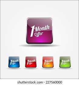 1 Month Offer Colorful Vector Icon Design