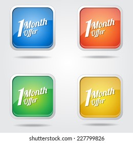 1 Month Offer Colorful Vector Icon Design