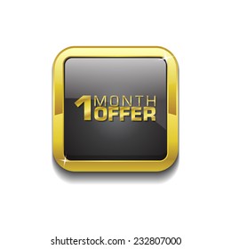 1 Month Offer Gold Vector Icon Button
