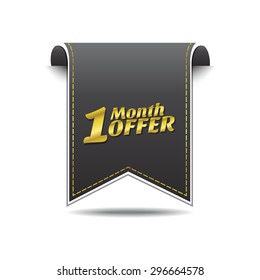 1 Month Offer golden Vector Icon Design