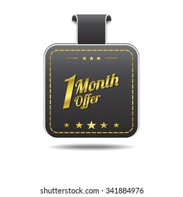 1 Month Offer golden Vector Icon Design