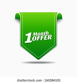 1 Month Offer Green Vector Icon Design