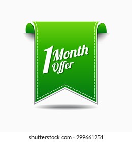 1 Month Offer Green Vector Icon Design