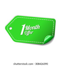 1 Month Offer Green Vector Icon Design