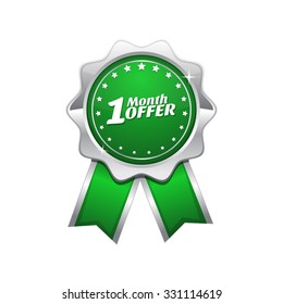 1 Month Offer Green Vector Icon Design