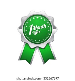 1 Month Offer Green Vector Icon Design