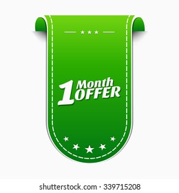1 Month Offer Green Vector Icon Design