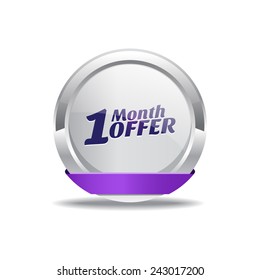 1 Month Offer Purple Vector Icon Button