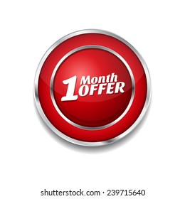 1 Month Offer Red Vector Icon Button