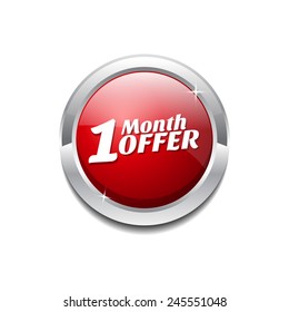 1 Month Offer Red Vector Icon Button