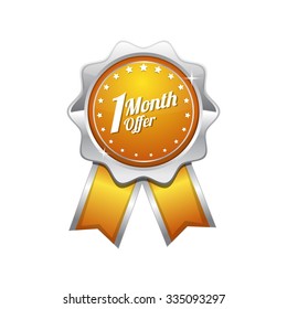 1 Month Offer Yellow Vector Icon Design