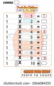 1 multiplication tables Math learning kids work sheet colorful cartoon children educational for early learn