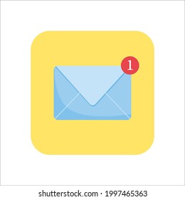 1 Nuevo mensaje. Carta. Imagen vectorial de una carta.