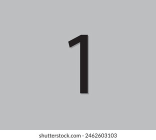 1 Number in Black Colour with Shadow