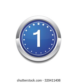 1 Number Circular Vector Blue Web Icon Button