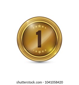 1 Number Circular Vector Gold Web Icon