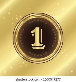 1 Number Circular Vector Gold Web Icon Button
