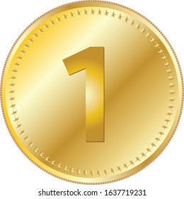 1 Number Circular Vector Gold