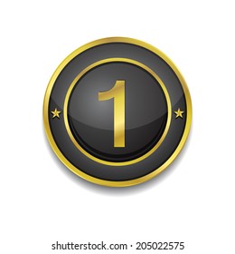 1 Number Circular Vector Golden Black Web Icon Button