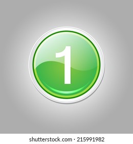 1 Number Circular Vector Green Web Icon Button