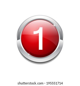 1 Number Circular Vector Red Web Icon Button