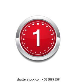 1 Number Circular Vector Red Web Icon Button