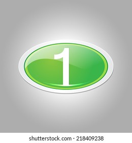 1 Number Elliptical Vector Green Web Icon Button