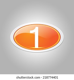 1 Number Elliptical Vector Orange Web Icon Button
