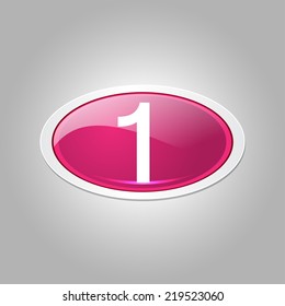 1 Number Elliptical Vector Pink Web Icon Button