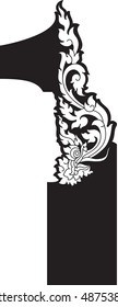 1 number floral dragon head vector /  Southeast Asia Art Style Design