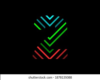 1 number font logo with rgb color. Dynamic split red, green, blue color on black background. For social media,design elements, creative poster, brand label and more
