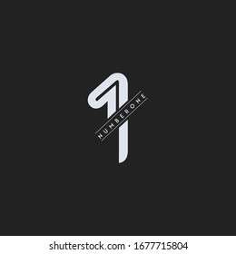 1 número logo dígito abstracto estilo letra elegante vectorial