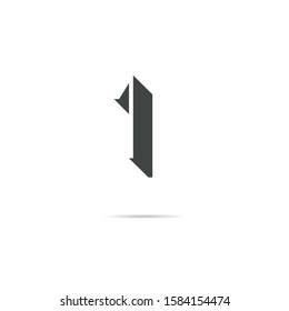 1 number logo shadow digit design vector